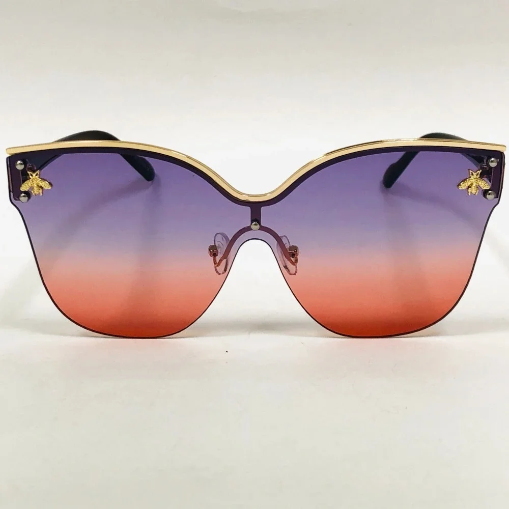 Rimless Sunglasses Women Fashion Purple Pink Lens‎ Cat Eye Classy Outdoor Party